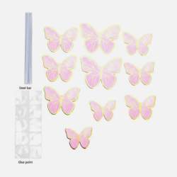 Set Pink Butterfly Theme Cake Topper- Set Of 10