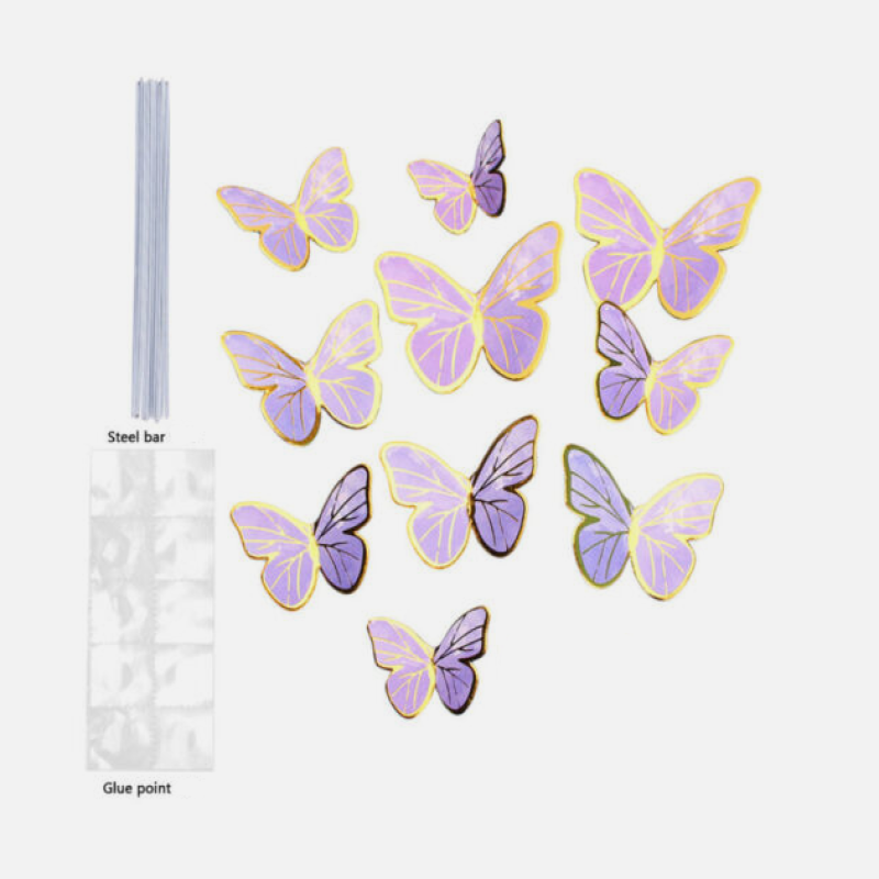 Set Purple Butterfly Theme Cake Topper- Set Of 10