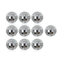 Mini Disco Balls Cake Toppers Silver - Set Of 10