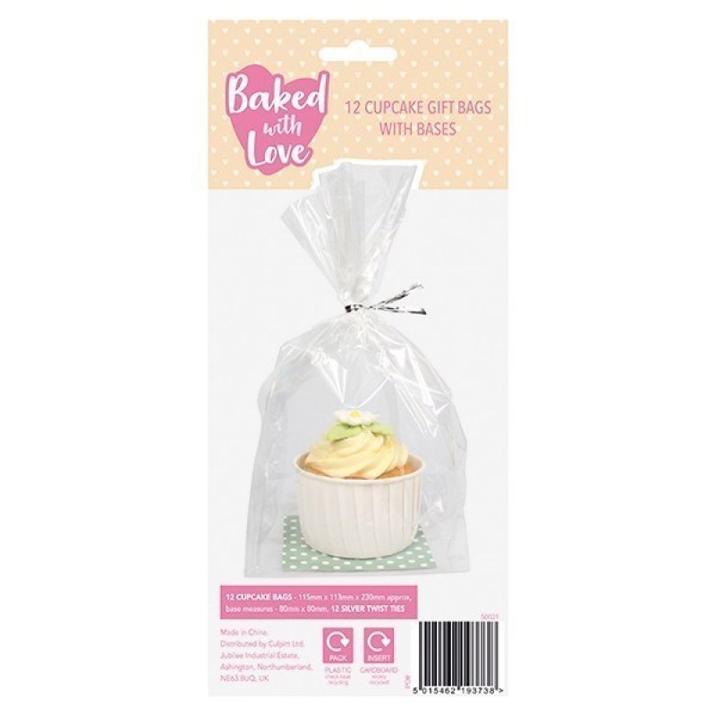 Cupcake Gift Bag And Base By Baked With Love - Set Of 12