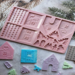 Christmas House Set Chocolate Silicone Mold