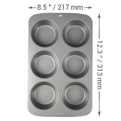 PME Non Stick 6 Cup Large Muffin Pan  - (31.3 x 21.7 x 4cm / 12.3 x 8.5 x 1.6”)