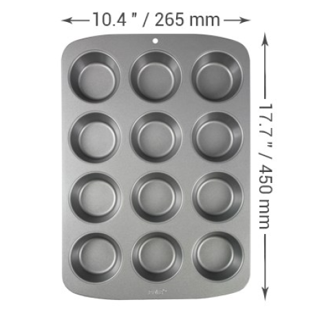 PME Non Stick 12 Cup Muffin Pan -  (45 x 26.5 x 5cm / 17.7 x 10.4 x 2”)