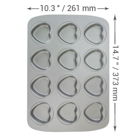 PME Non Stick 12 Cup Mini Heart Pan - (37.3 x 26.1mm / 14.7 x 10.3")