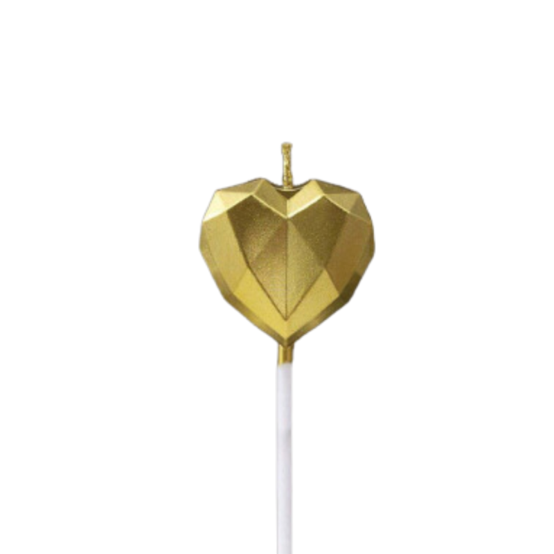 Mettalic Gold Heart Candle - Pack Of 1/ 3.3cm