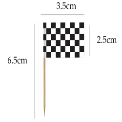 Black and White Racing Flag for Race Cars Cake Toppers - Set Of 10