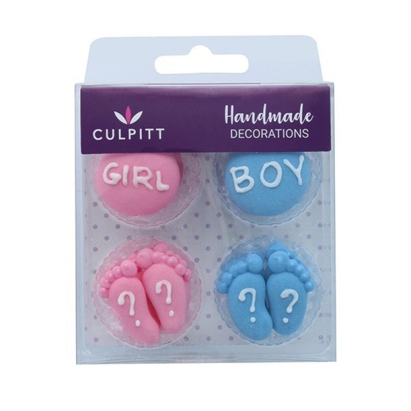 Gender Reveal Sugar Decorations - Set Of 12