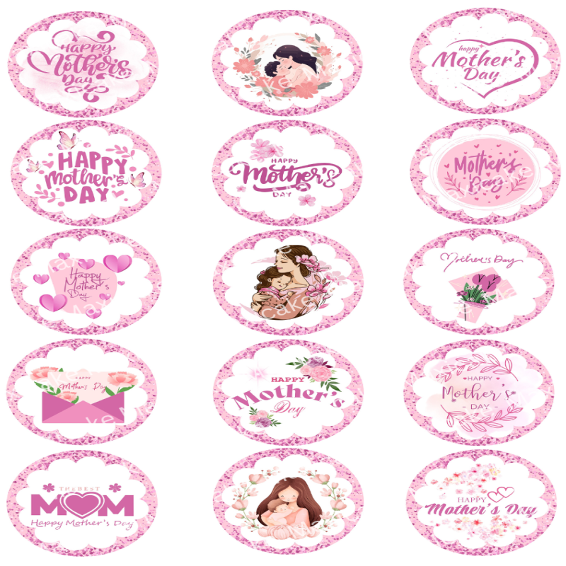 Mother's Day Sample 02 Edible Toppers - Set Of 15