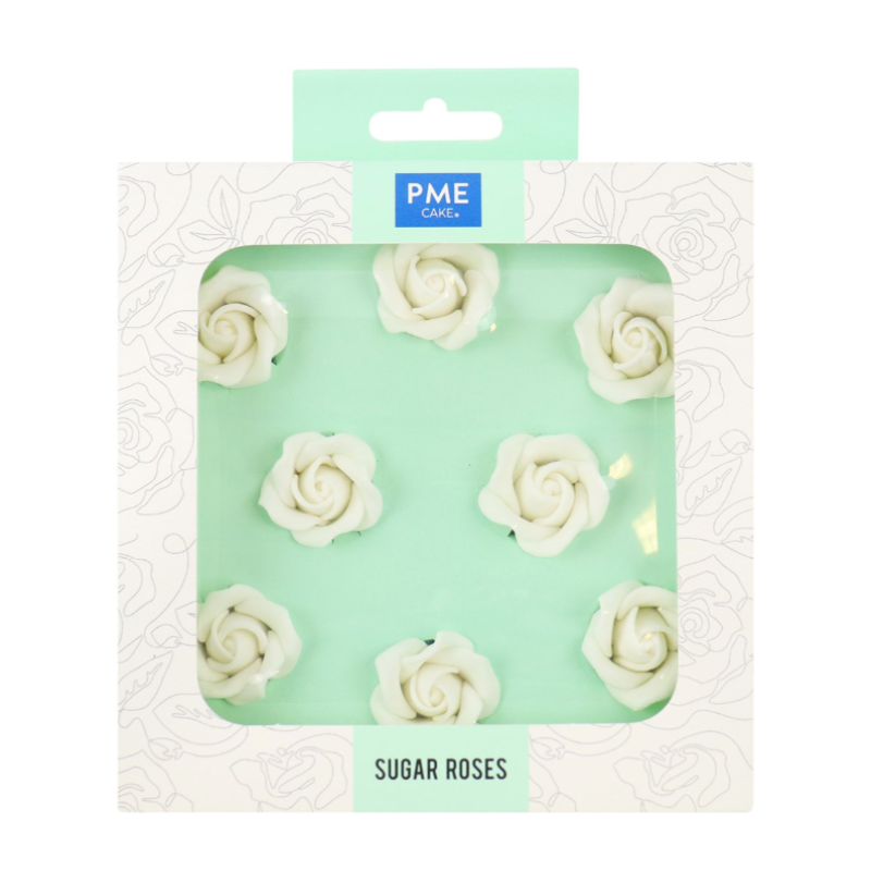 PME - White Sugar Roses 32mm - Set of 8