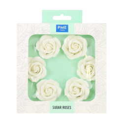 PME - White Sugar Roses 45mm - Set of 6