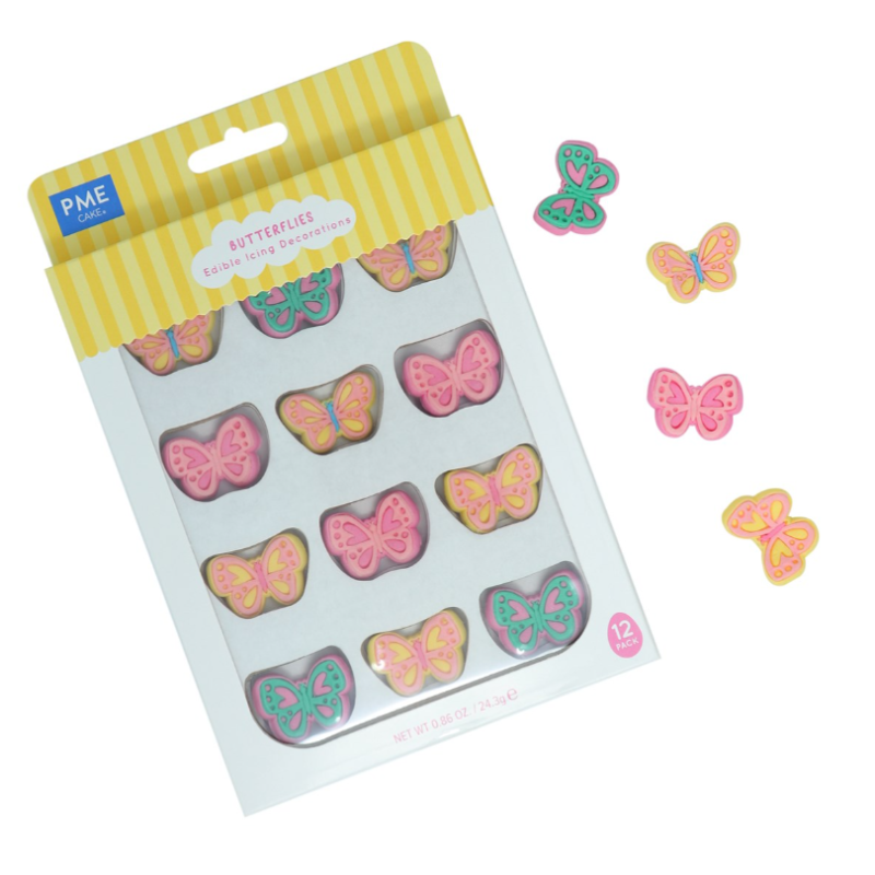 PME Edible Sugar Decorations - Butterflies - Set of 12