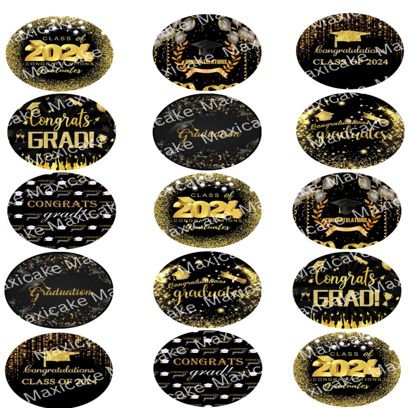 Graduation Sample 01 Edible Toppers - Set Of 15