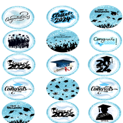 Graduation Boy Sample 01 Edible Toppers - Set Of 15