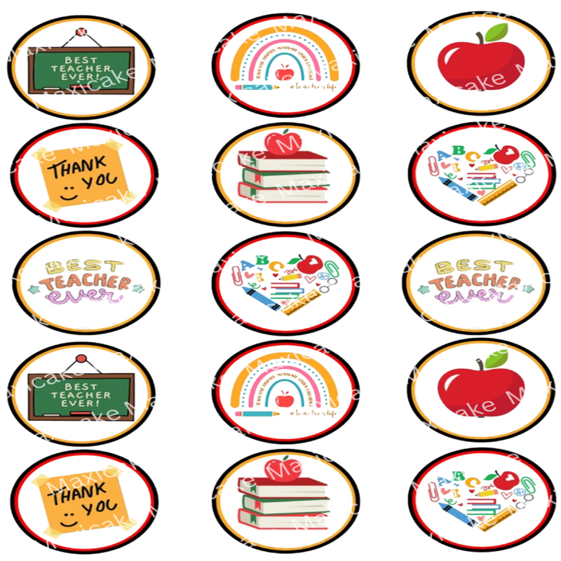 Best Teacher Sample 01 Edible Toppers - Set Of 15