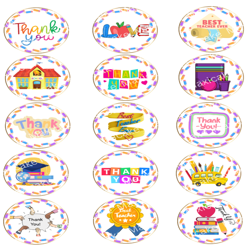 Thank You Teacher Sample 01 Edible Toppers - Set Of 15-1