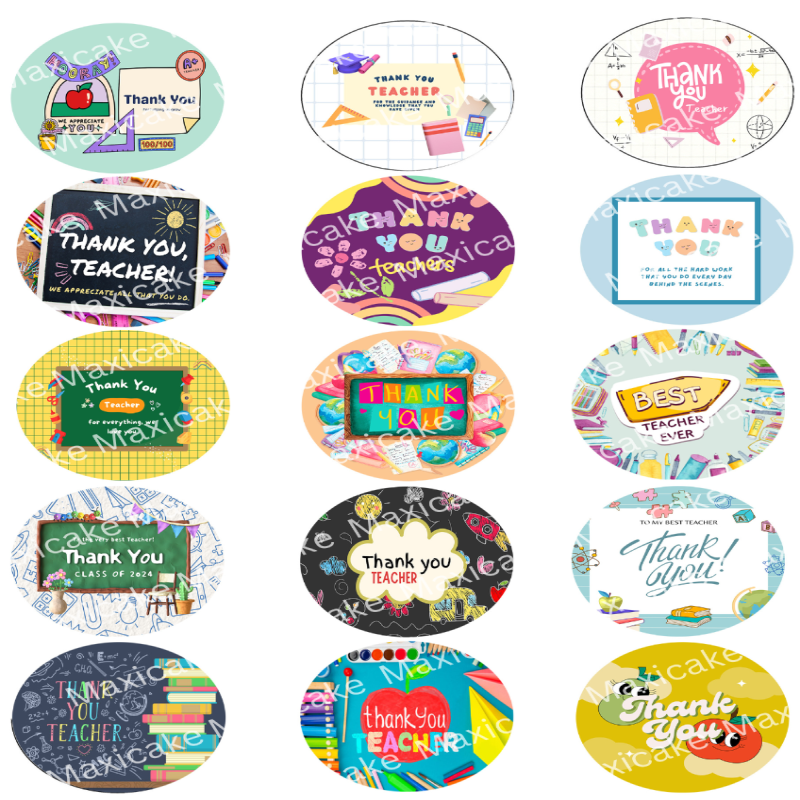 Thank You Teacher Sample 02 Edible Toppers - Set Of 15