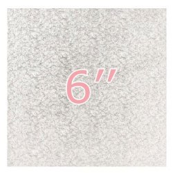 6" Square Single Thick Cake Card Silver