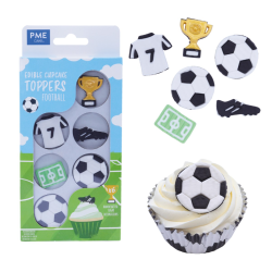 PME Edible Cupcake Topping Decorations Football - Pack of 6