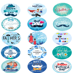 Happy Fathers Day Sample 04 Edible Toppers - Set Of 15