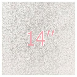 14" Square Single Thick Cake Card Silver