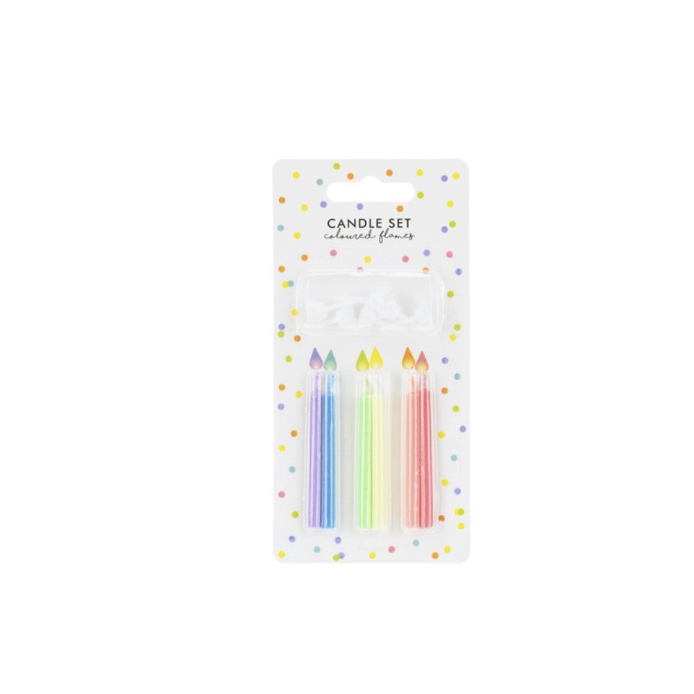 Birthday Candles Coloured Flames Mix - Set Of 6