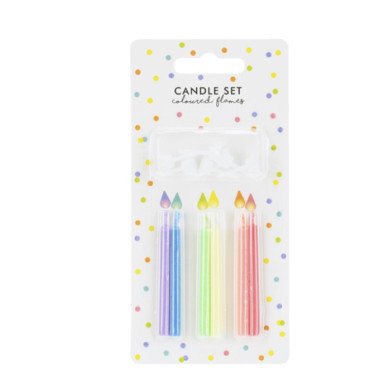 Birthday Candles Coloured Flames Mix - Set Of 6
