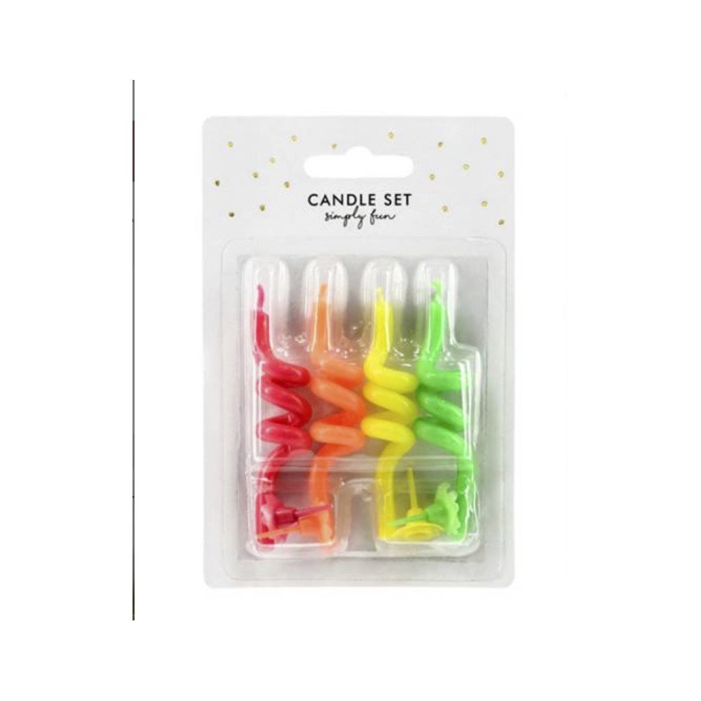 Birthday Candles Curl Mix (8cm)  - Set Of4