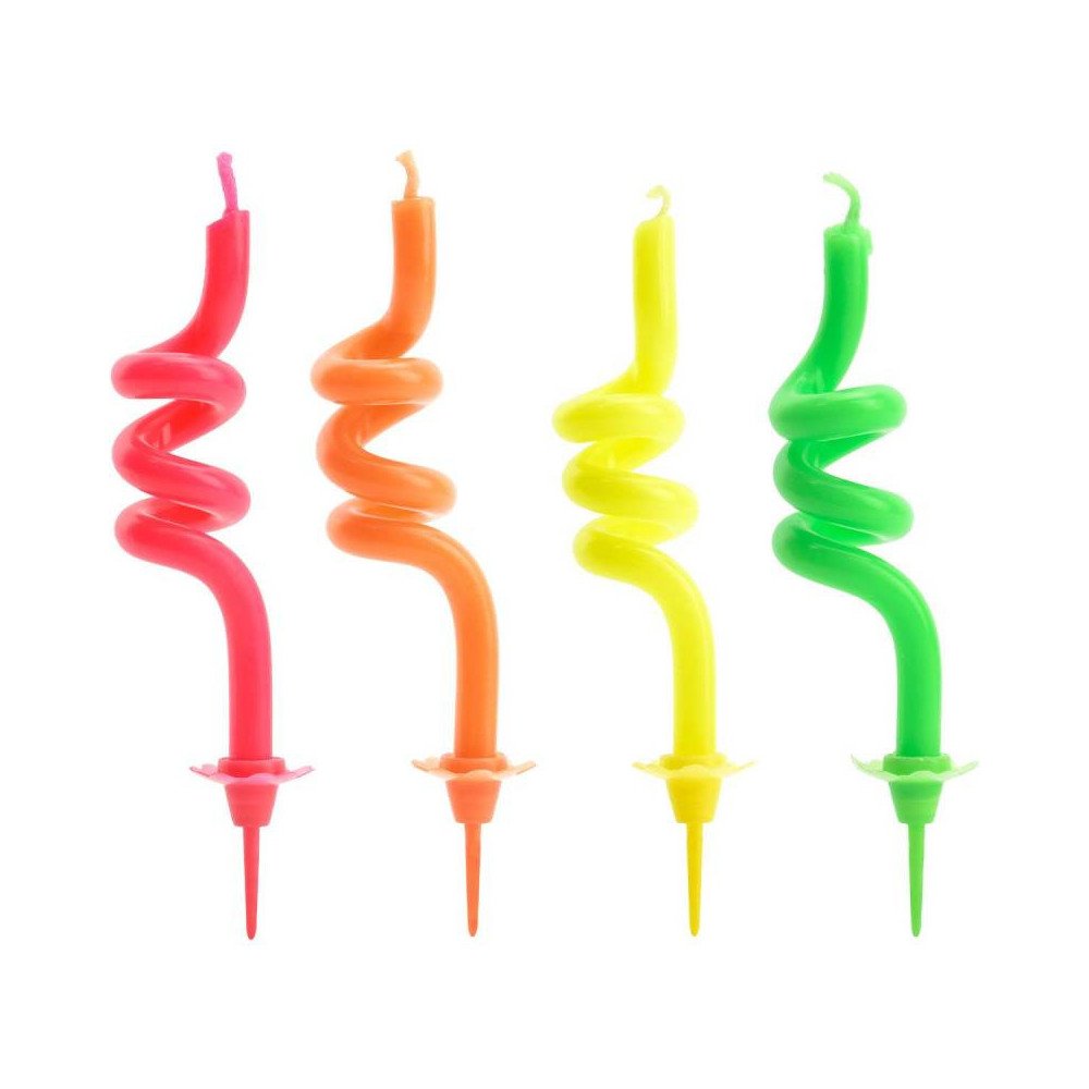 Birthday Candles Curl Mix (8cm)  - Set Of4