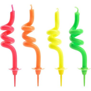 Birthday Candles Curl Mix (8cm)  - Set Of4