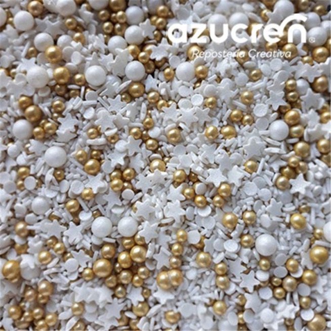 Azucren White-Gold Sprinkles - 90 g