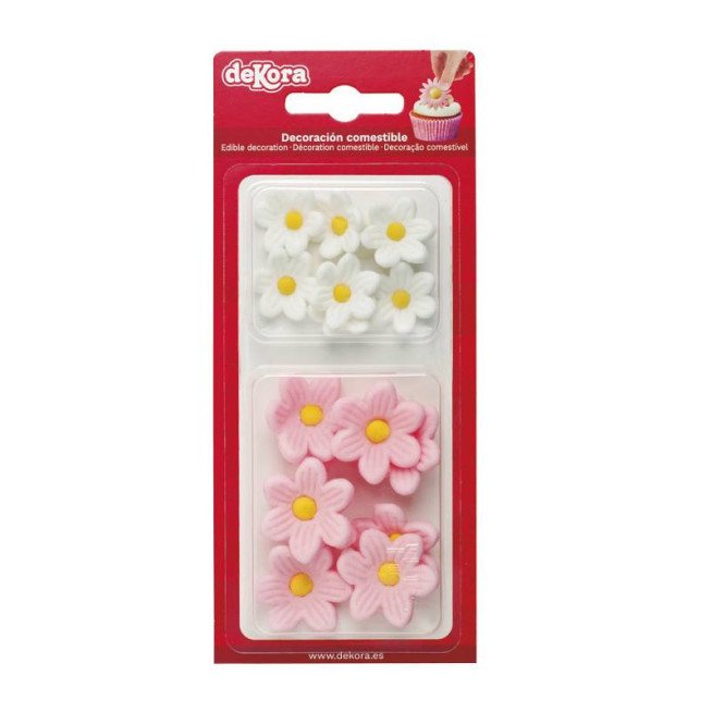 Dekora Wafer Assortment 7 White And 7 Pink Marguerites