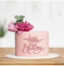 Happy Birthday Front Acrylic  Topper - Rose Gold