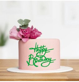 Happy Birthday Front Acrylic  Topper - Green Mirror