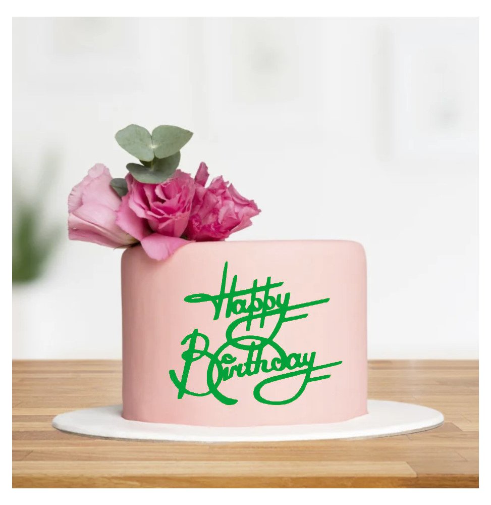 Happy Birthday Front Acrylic  Topper - Green Mirror