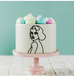 Minimalist Girl Cake Sample 10 Topper Acrylic - Black