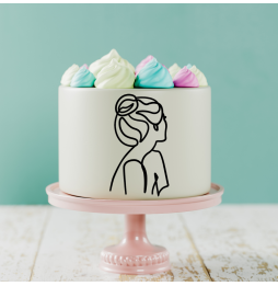 Minimalist Girl Cake Sample 11 Topper Acrylic - Black