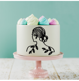 Minimalist Girl Cake Sample 12 Topper Acrylic - Black