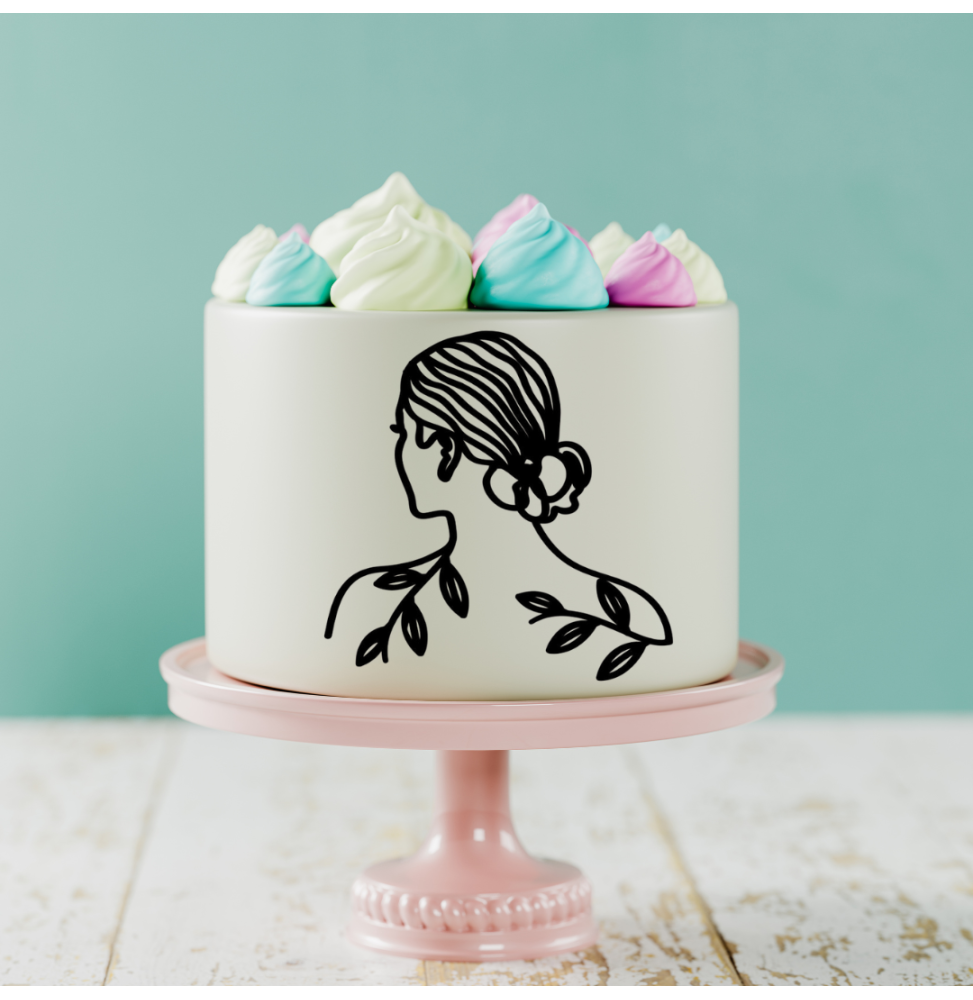 Minimalist Girl Cake Sample 12 Topper Acrylic - Black Minimalist Girl Cake Sample 12 Topper Acrylic - Black