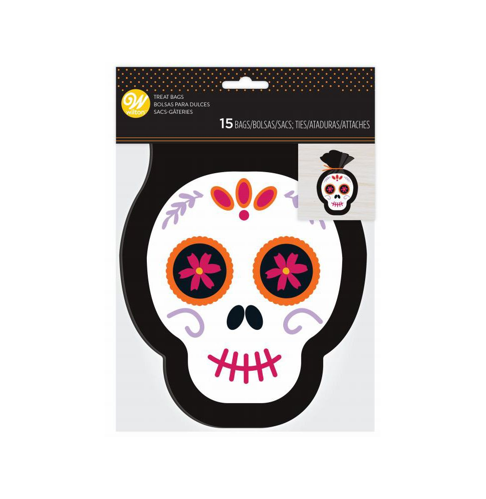 Wilton Halloween Skull-Shaped Treat Bags - Set Of 15