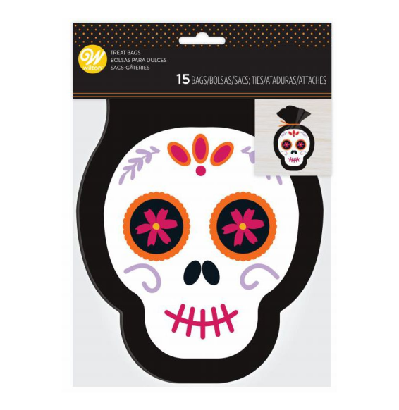 Wilton Halloween Skull-Shaped Treat Bags - Set Of 15