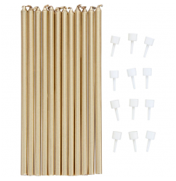 Wilton : Gold Long Birthday Candles  - Set Of 12