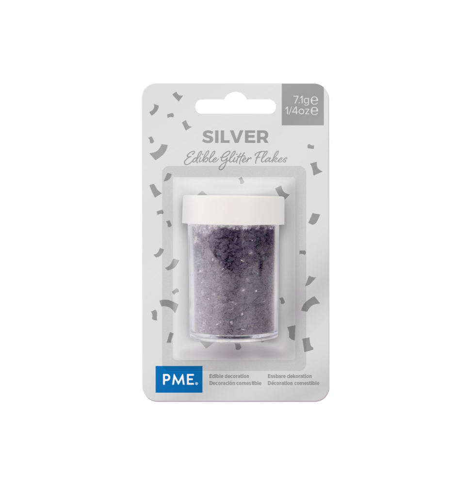 PME Edible Glitter Flakes Silver -  7.1g