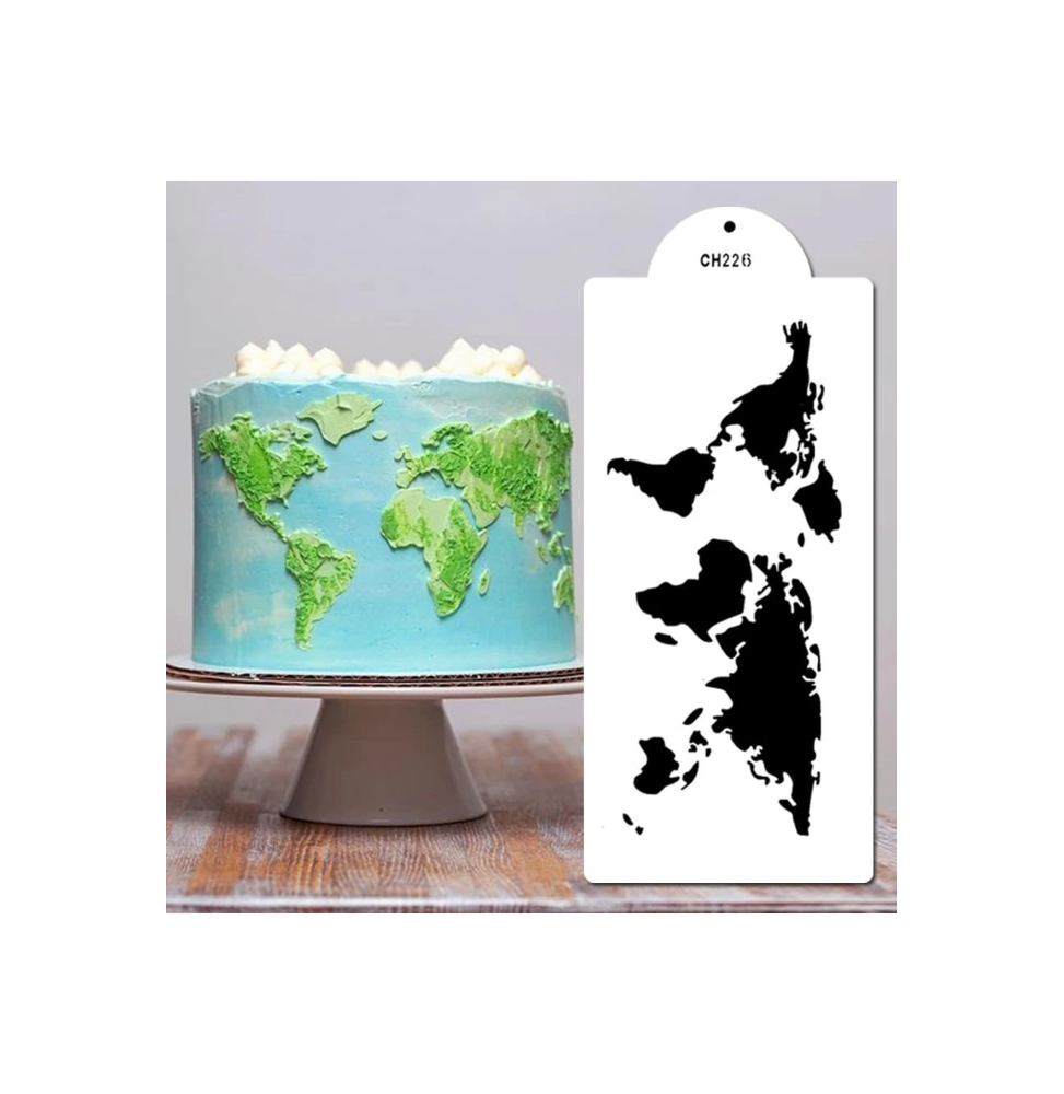 Wold Map Design Cake Stencil