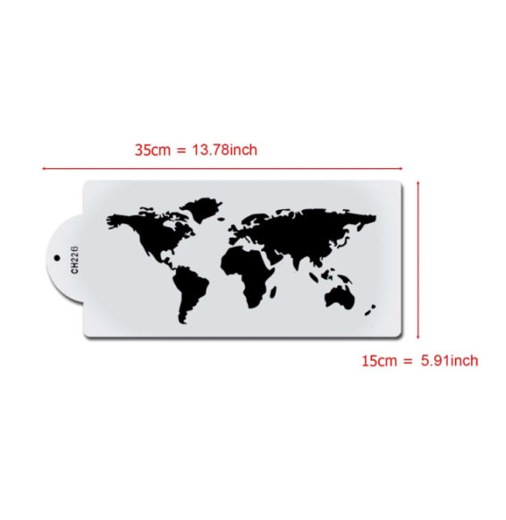 World Map Design Cake Stencil