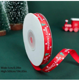 Merry Christmas Roll Red Ribbon - 500cm