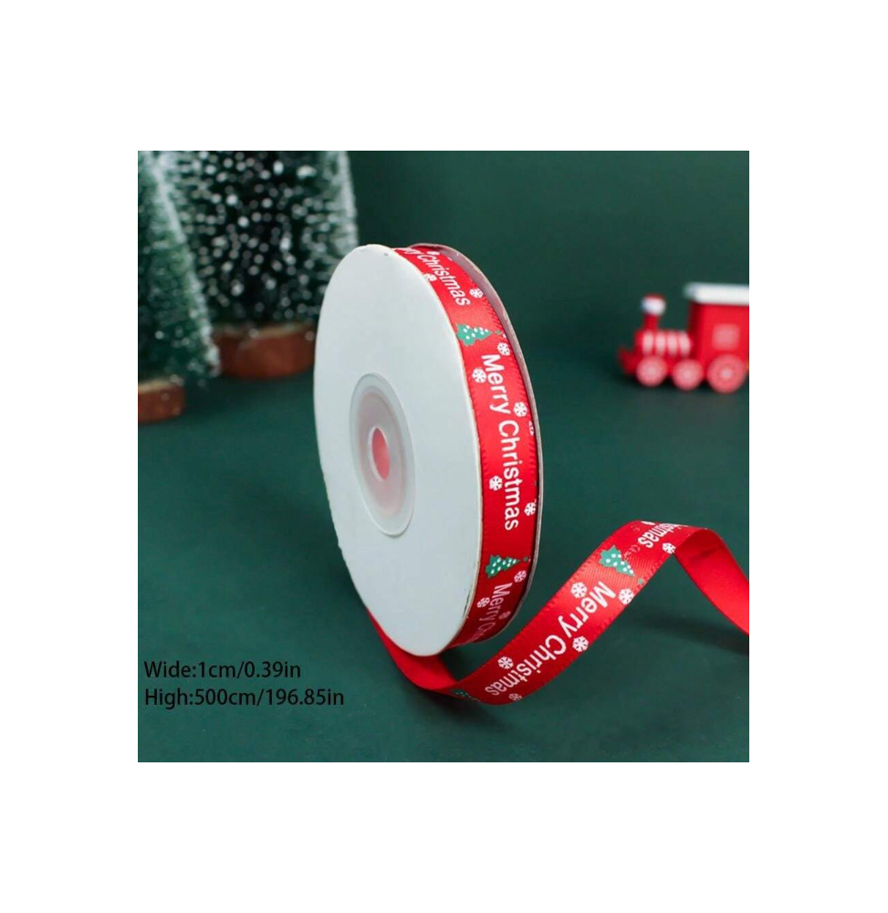 Merry Christmas Roll Red Ribbon - 500cm