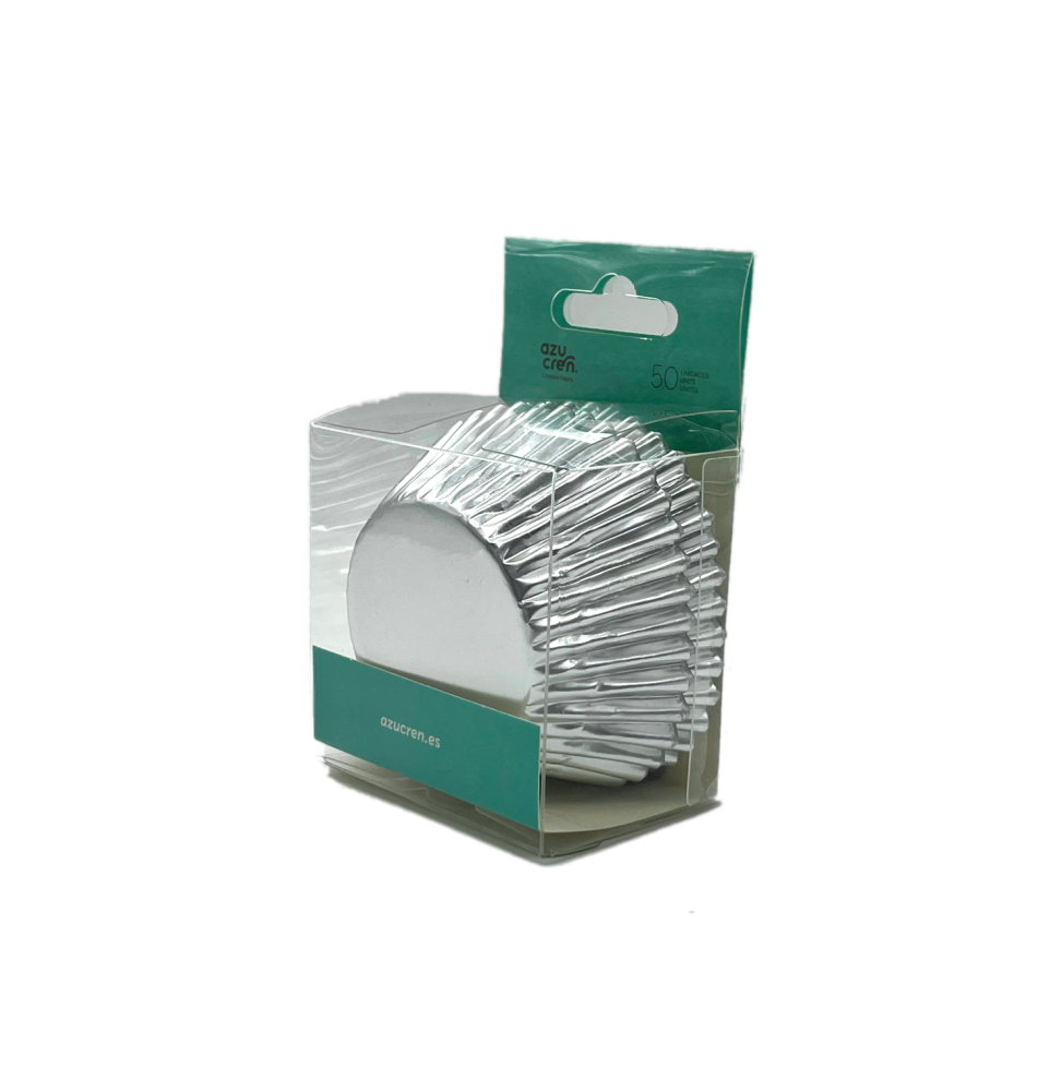 Azucren Metallic Silver Cupcake Cases - Set Of 50