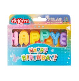 Dekora Colourful Happy Birthday Candles - 8 Cm