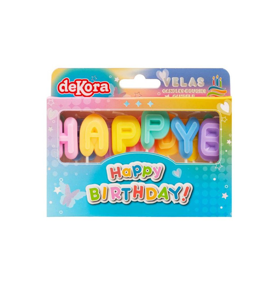 Dekora Colourful Happy Birthday Candles - 8 Cm