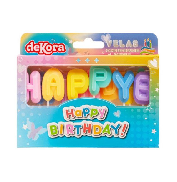 Dekora Colourful Happy Birthday Candles - 8 Cm